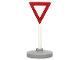 Part No: bb0134pb01c02  Name: Road Sign with Post, Triangle Inverted with Yield Pattern, Type 2 Base