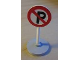 Part No: bb0140pb02c02  Name: Road Sign with Post, Round with No Parking Pattern, Type 2 Base