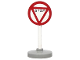 Part No: bb0140pb03c02  Name: Road Sign with Post, Round with Triangle Stop Pattern, Type 2 Base