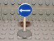 Part No: bb0140pb07c01  Name: Road Sign with Post, Round with White Arrow Left Pattern, Type 1 Base