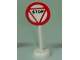 Part No: bb0305pb04  Name: Road Sign with Post, Round with Triangle Stop Pattern - Single Piece Unit