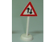 Part No: bb0307pb02  Name: Road Sign with Post, Triangle with 2-Way Road Pattern - Single Piece Unit