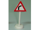 Part No: bb0307pb03  Name: Road Sign with Post, Triangle with Curve Ahead Pattern - Single Piece Unit