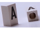 Part No: bb0695pb19  Name: Tile, Modified 1 x 2 x 5/6 Stud Hole in End with Black Capital Letter A Pattern