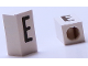 Part No: bb0695pb23  Name: Tile, Modified 1 x 2 x 5/6 Stud Hole in End with Black Capital Letter E Pattern