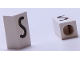 Part No: bb0695pb37  Name: Tile, Modified 1 x 2 x 5/6 Stud Hole in End with Black Capital Letter S Pattern