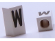 Part No: bb0695pb41  Name: Tile, Modified 1 x 2 x 5/6 Stud Hole in End with Black Capital Letter W Pattern