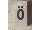 Part No: bb0695pb76  Name: Tile, Modified 1 x 2 x 5/6 Stud Hole in End with Black Lowercase Letter o with Diaeresis (ö) Pattern