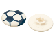 Part No: clikits086pb02  Name: Clikits, Icon Round 2 x 2 Large with Pin with Dark Blue Soccer Ball Pattern