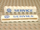 Part No: crssprt01pb05  Name: Brick 1 x 8 without Bottom Tubes with Cross Side Supports with Blue 'VW SERVICE' Pattern
