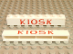 Part No: crssprt01pb08  Name: Brick 1 x 8 without Bottom Tubes with Cross Side Supports with Red 'KIOSK' Times New Roman Pattern