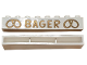 Part No: crssprt01pb45  Name: Brick 1 x 8 without Bottom Tubes with Cross Side Supports with Gold 'BAGER' and Pretzels Wide Pattern