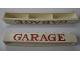 Part No: crssprt01pb46  Name: Brick 1 x 8 without Bottom Tubes with Cross Side Supports with Red 'GARAGE' Serif Pattern