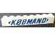 Part No: crssprt01pb62  Name: Brick 1 x 8 without Bottom Tubes with Cross Side Supports with Blue 'KOBMAND' and 2 Arrows Pattern (KØBMAND)