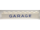 Part No: crssprt01pb70  Name: Brick 1 x 8 without Bottom Tubes with Cross Side Supports with Blue 'GARAGE' Sans-Serif Medium Pattern