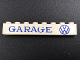 Part No: crssprt01pb76  Name: Brick 1 x 8 without Bottom Tubes with Cross Side Supports with Blue 'GARAGE VW' Pattern