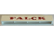 Part No: crssprt01pb92  Name: Brick 1 x 8 without Bottom Tubes with Cross Side Supports with Red 'FALCK' Serif Bold Pattern
