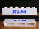 Part No: crssprt02pb03  Name: Brick 1 x 6 without Bottom Tubes with Cross Side Supports with Blue 'KLM' Pattern