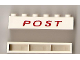 Part No: crssprt02pb34b  Name: Brick 1 x 6 without Bottom Tubes with Cross Side Supports with Red 'POST' Thin Slanted Pattern