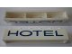 Part No: crssprt02pb38b  Name: Brick 1 x 6 without Bottom Tubes with Cross Side Supports with Blue 'HOTEL' Thin (Letters Wide) Pattern