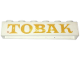 Part No: crssprt02pb41e  Name: Brick 1 x 6 without Bottom Tubes with Cross Side Supports with Gold 'TOBAK' Serif Pattern
