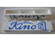 Part No: crssprt02pb43c  Name: Brick 1 x 6 without Bottom Tubes with Cross Side Supports with Blue 'Kino' Script Pattern