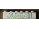 Part No: crssprt02pb43d  Name: Brick 1 x 6 without Bottom Tubes with Cross Side Supports with Green 'Kino' Script Pattern