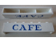 Part No: crssprt02pb46  Name: Brick 1 x 6 without Bottom Tubes with Cross Side Supports with Blue 'CAFE' Serif Pattern