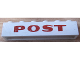 Part No: crssprt02pb76a  Name: Brick 1 x 6 without Bottom Tubes with Cross Side Supports with Dark Red 'POST' Pattern