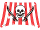 Part No: sailbb18  Name: Cloth Sail Rectangle with Red Stripes, Skull and 2 Cutlasses Pattern, Damage