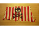 Part No: sailbb25  Name: Cloth Sail 21 x 11 with Red Stripes, Skull and Crossbones Pattern, Tatters