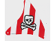 Part No: sailbb33  Name: Cloth Sail Triangular with Red Stripes, Skull with Eye Patch and Crossbones Pattern