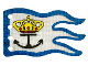 Part No: x376px5  Name: Cloth Flag 8 x 5 Wave with Blue Border and Crown and Anchor Pattern