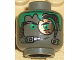 Part No: 3626pb0107  Name: Minifigure, Head Alien with Green Hair, Copper Eyepiece and Headset Pattern