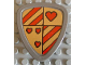 Part No: 42274pb01  Name: Duplo Utensil Shield, Flat Triangle with Red Stripes and Hearts Pattern