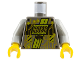 Part No: 973pb0088c01  Name: Torso Space RoboForce with Gold Circuitry and 'ROBO', Neon Green Stripes, Black Screws Pattern / Light Gray Arms / Yellow Hands