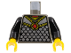 Part No: 973px117c01  Name: Torso Castle Knights Kingdom Scale Mail with Red Diamond Amulet Pattern / Black Arms / Yellow Hands