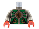 Part No: 973px169c01  Name: Torso Aquazone Stingray with Copper Spikes and Circle with Target, Green Armor Pattern / Dark Gray Arms / Red Hands