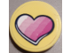 Part No: 14769pb504  Name: Tile, Round 2 x 2 with Bottom Stud Holder with Striped Pink Heart Pattern (Sticker) - Set 41343