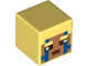 Part No: 19729pb040  Name: Minifigure, Head, Modified Cube with Pixelated Nougat Face, Blue Stripes, and Reddish Brown Eyes and Mouth Pattern (Minecraft Explorer)