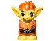 Part No: 28614pb06  Name: Body / Head Goblin with Pointed Ears, Bright Light Orange Spiked Hair and Tunic with Utility Belt with Goblin Eye Buckle, Drumsticks and Music Pattern