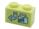 Part No: 3004pb249  Name: Brick 1 x 2 with Arrow and Drink Carton Pattern (Sticker) - Set 41366
