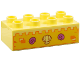 Part No: 3011pb065  Name: Duplo, Brick 2 x 4 with Yellow Sand Castle Wall with Orange Windows, Shell and Dark Pink Snail Shells Pattern