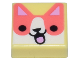 Part No: 3070pb272  Name: Tile 1 x 1 with Coral and White Dog Head with Bright Pink Ears, Black Nose, and Open Mouth with Tongue Pattern