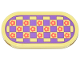 Part No: 66857pb090  Name: Tile, Round 2 x 4 Oval with Rug with Coral Flowers and Medium Lavender Checkered Pattern (Sticker) - Set 42647