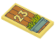 Part No: 87079pb1234  Name: Tile 2 x 4 with Medium Nougat Boards, '23', Metallic Light Blue Planter, and Lime Plants Pattern