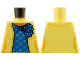 Part No: 973pb4931  Name: Torso Female Jacket, Medium Nougat Neck, Blue Shirt with Ruffle, Flowers Pattern