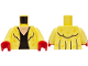 Part No: 973pb6320c01  Name: Torso Coat with Bright Light Orange Swirls / Fur, Black Collar Outline and Dress, Light Nougat Neck, Fold Lines on Back Pattern / Bright Light Yellow Arms / Red Hands