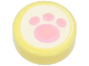 Part No: 98138pb339  Name: Tile, Round 1 x 1 with Bright Pink Paw Print on White Background Pattern