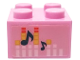 Part No: 3003pb153  Name: Brick 2 x 2 with Dark Blue Musical Notes and White, Coral and Bright Light Yellow Equalizer Bars Pattern (Sticker) - Set 41411